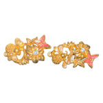 New Gold plated Floral Earrings with Rhinestones Photo 1