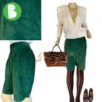 Talbots VINTAGE 1980'S GREEN HIGH WAIST PLEATED COTTON CORDUROY SHORTS (16) Photo 1