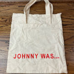 Johnny Was  Cream Tote with Red Logo Photo 0