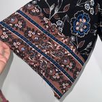 OLM shirt faux wrap deep V medium wide sleeve boho top Black Photo 2