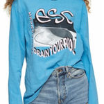 Topshop Escapology Long Sleeve Graphic Tee in Blue, Size M Photo 0