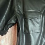 Gold Hawk Black Faux Leather Snap Front Shirt Size M Photo 10