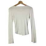 Boutique Beautiful People White Tie Neck Ribbed Long Sleeve Top S Photo 1