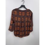 Collective Concepts  Brown and Navy Patchwork Print Blouse Size Small Photo 8