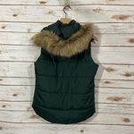 Bagatelle Puffer Vest with Faux Fur Hood - Green - Small Photo 12