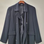 FIRST Dress Coat Womens 16 Navy Double Breasted Vented Trench Career Evening Blue Size 14 Photo 9