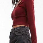 Topshop BROWN RIBBED CROP TOP Photo 0