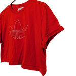 Adidas Originals Womens Medium Red Cropped TShirt Trefoil Logo Sporty Casual Photo 2