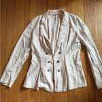 Free People  Blazer Womens XS Beige Linen Blend Double Breasted Military Jacket Photo 0