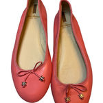 Sam Edelman  Coral Pink Leather Ballet Flats Bow Accent Shoes Size 6 Photo 0