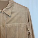 Vintage Ultra Suede Leather Tan Custom Made Long Sleeves Button Up Blouse Top Size M Photo 3