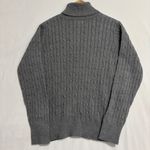 st. john's bay  Cable Knit Sweater Womens L Gray Turtleneck Preppy Academia Office Photo 1