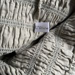 R Vivimos Womens Midi Dress Large 12/14 Sage Green Smocked Top Off Shoulder Photo 5