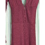Win Win Maroon Ribbed Knit Long Sleeve Flare Legged With Slit, Open Tie Back, L Red Size L Photo 2