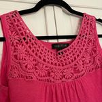 August Silk SALE  linen pink lace front tank size small Photo 3