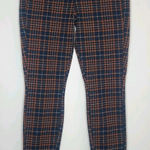 Liverpool Tartan Plaid Pants Sz 6/28 Cinnamon Navy Skinny Madonna Preppy Stretch Photo 0