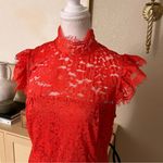 Revolve Aijek Orange Into The Night Lace Mini Dress Size 3 Cocktail Red Photo 3