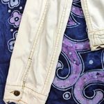 Free People Denim Trucker Jacket Womens XS Ivory Along The Way Distressed Oversi Photo 11
