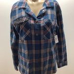 Caffe Marrakesh Club & Resort Size Medium Plaid Shacket w/ Sequin Pocket. New Blue Photo 1