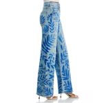MOTHER Superior Floral Print Wide Leg Jeans Light Wash Butterfly Size 33 Blue Photo 3