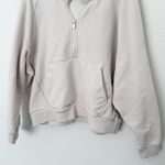 Athleta [] Bone Cream Forever Fleece 1/2 Zip Cropped Hoodie Long Sleeve Size XL Photo 10