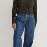 Madewell mockneck cropped sweater ribbed forest green Photo 0