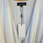 Long Sleeve Ivory White Mini Dress‎ Waist Tie Satin Silk Sz Small Photo 7