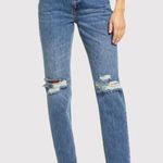 Good American  Women Jeans Blue 90s Ripped Slim Fit Straight Denim High Rise 6/28 Photo 0
