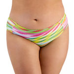 Becca  Etc Awaken Side Tab Hipster Bikini Bottom Neon Stripe Pink Size 2X New Photo 0