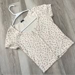 Brandy Melville Top floral button front crop womens Cream (one size) casual Photo 0