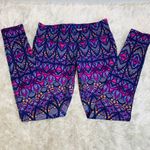 Tribal Floral Bright Leggings Sz Small Blue Pink Purple Photo 4