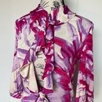 Just Cavalli multicolor floral keyhole bow blouse size IT40 US 4 S small Photo 4