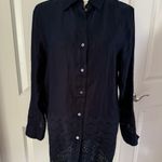 Elie Tahari Lesley Linen Eyelet Shirt in Navy Photo 2