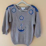 Vintage Nautical Maori Bee embroidered knit sweater size M Circa 1980s Tan Size M Photo 0