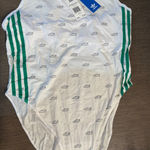 Adidas Racerback Bodysuit White/Green Stripe Logo Print XXL NWT MSRP $48 Photo 0
