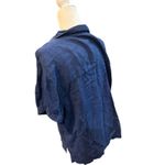 Analili Navy Button Down Shirt Short Sleeve Collared Relaxed‎ Fit Top Photo 3