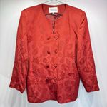 2 Piece Set Vintage Skirt and Jacket Rust Red Embossed Floral Double Breasted 18 Photo 1