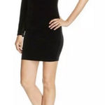 Pam & Gela  Womens Sz S Mock Neck One-Sleeve Velvet Bodycon Dress Black. Photo 0