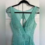 Sherri Hill Custom  Aqua and Silver  Sleeveless Chiffon Cocktail Size 0 Photo 2