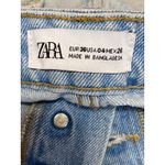 ZARA  Womens Blue Distressed Mid Rise Light Wash Fray Cut Off Denim Jean Shorts 4 Photo 2