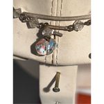 Vintage 50's Triple Strand Aurora Borealis Glass Bead Necklace Faceted Beads Silver Photo 4