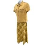 Vintage Weinberg Weekend 100% Linen 2pc Set Safari Jacket & Plaid Midi Skirt 40 Size M Photo 2