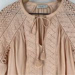 Ramy Brook Winnie Lace Panel Blouse Long Sleeve Tassel Tie Neck Ballet Pink Photo 1
