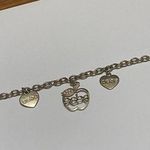 Bebe Signed  Charm Bracelet Gold Tone Apple / Heart Charms Photo 0