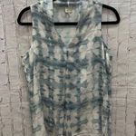 Ecru Women’s 100% Silk Sleeveless V-neck Blouse White Blue Size small Photo 0