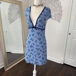 Motel Light Dark Blue Whimsygoth Crushed Velvet Floral Mini Mesh Dress S Photo 3