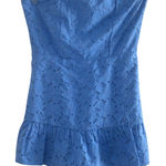 Altar'd State Blue Eyelet Strapless Romper Mini Dress Ruffle Women's S Preppy Photo 0