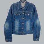 Novelty Find Geisha Face Print Patchwork Denim Jacket Harajuku Japanese Y2K Blue Photo 0