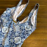 Ralph Lauren Lauren  Agean Blue Tile Cutout Swimsuit Ruching Flattering Tummy 10 Photo 7