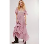 Free People  Ethereal Bohemian Bring The Romance Midi Maxi Dress Pink Medium Photo 7